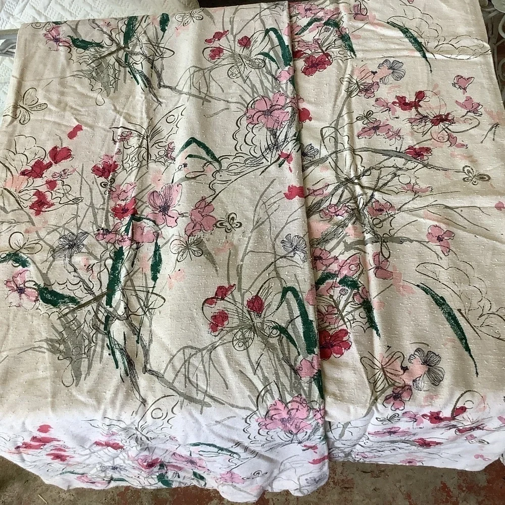 Cottage Pink Cream 🌺 Floral Botanical Curtains